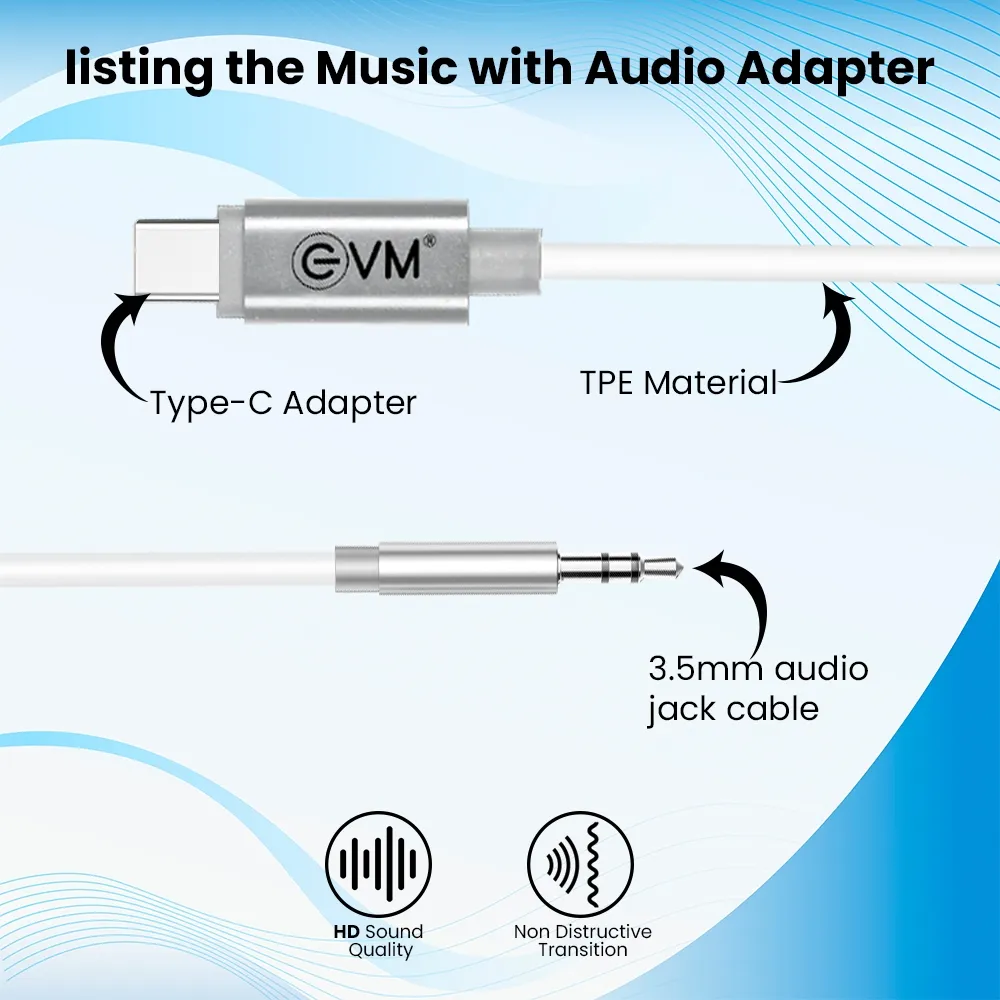 EVM Type-C to 3.5mm Aux Cable Silver view 5
